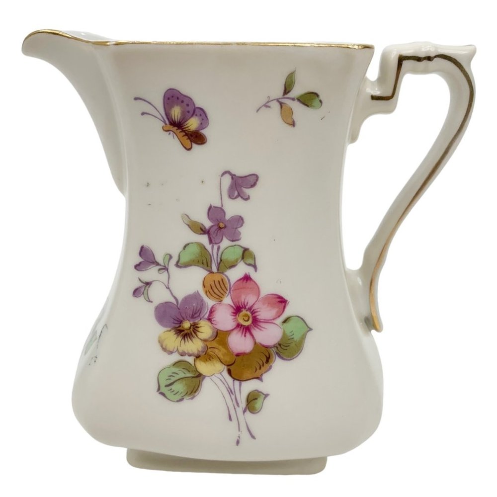 Vintage Lefton Creamer Pitcher XA8135 Floral Flowers Butterfly Made in Japan